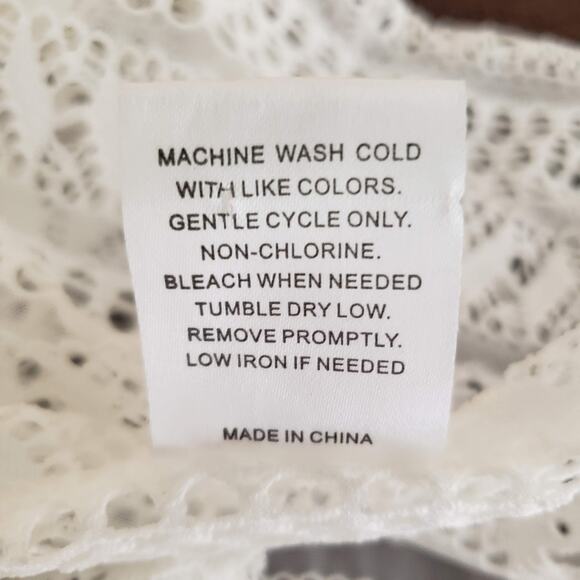 Alexa & Stella White Crochet Mesh Drawstring Waist Short Sleeve Swim Cover Up L - Picture 8 of 9